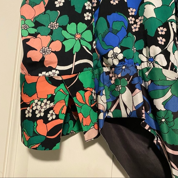 NWT Zara Double Tie Front Floral Bodysuit Plunge Neckline Size Small - Picture 6 of 9